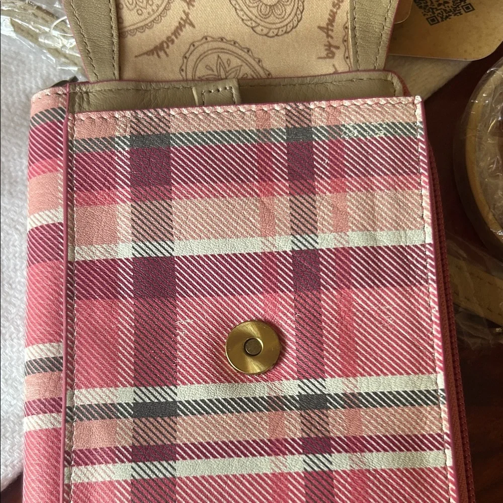 Pink Plaid Crossbody Wallet - Picture 5 of 5